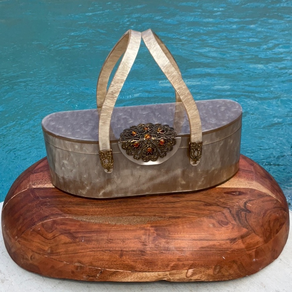 Wilardy 1950's Filigree With Rhinestone Lucite Bag